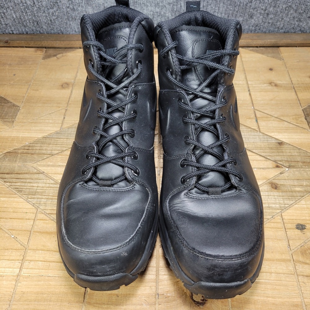 Nike Manoa Mid Men's Size 13 Winter Sneaker Boots Triple Black Leather - Picture 3 of 16